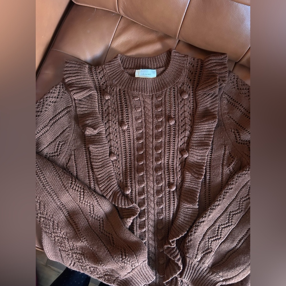 NWT SEZANE x MANOUSH Marva Pull Sweater Brown - Size M - Picture 5 of 10